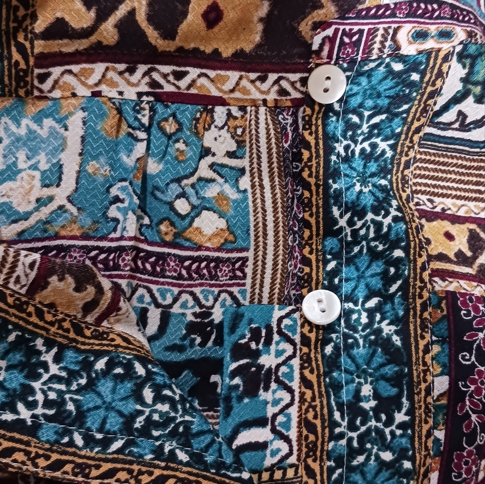 J. Jill Patchwork Print Tunic Blouse Lagenlook Cottage - Picture 11 of 14